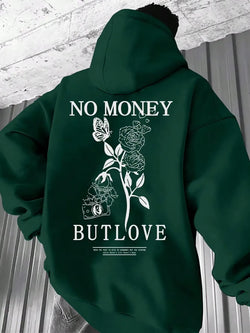 2025 New Loose Men'S Floral Letter Printed Hooded Sweatshirt for Spring and Autumn Comfort, Versatile Pullover S-5XL