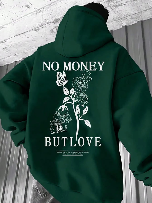 2025 New Loose Men'S Floral Letter Printed Hooded Sweatshirt for Spring and Autumn Comfort, Versatile Pullover S-5XL