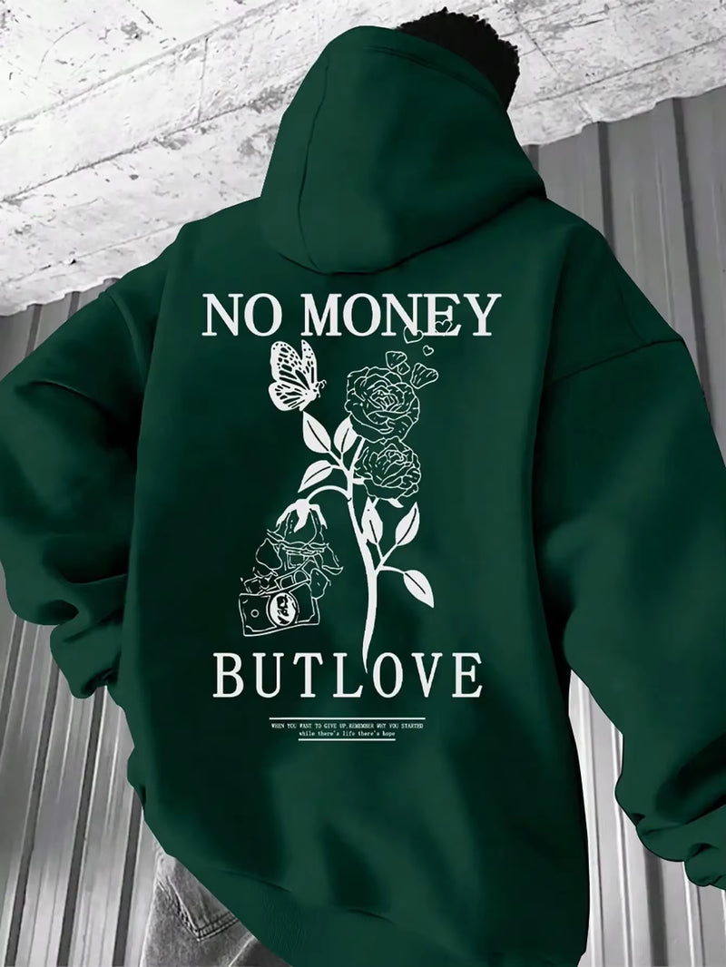 2025 New Loose Men'S Floral Letter Printed Hooded Sweatshirt for Spring and Autumn Comfort, Versatile Pullover S-5XL