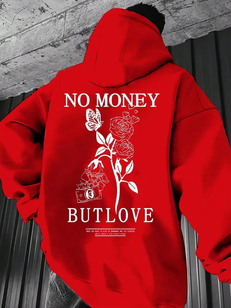 2025 New Loose Men'S Floral Letter Printed Hooded Sweatshirt for Spring and Autumn Comfort, Versatile Pullover S-5XL