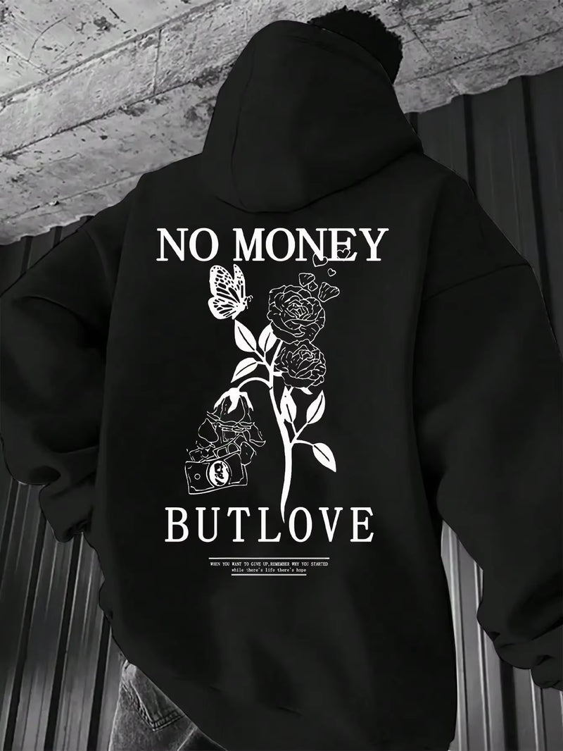 2025 New Loose Men'S Floral Letter Printed Hooded Sweatshirt for Spring and Autumn Comfort, Versatile Pullover S-5XL