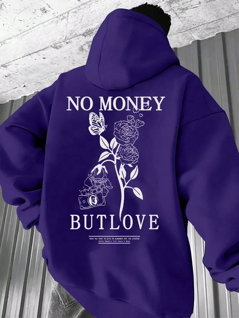 2025 New Loose Men'S Floral Letter Printed Hooded Sweatshirt for Spring and Autumn Comfort, Versatile Pullover S-5XL