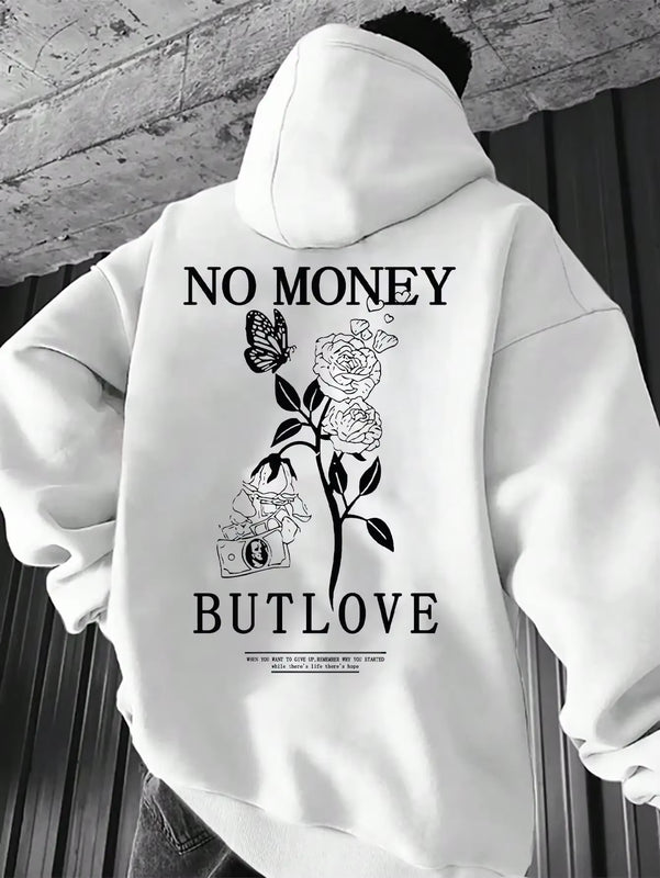 2025 New Loose Men'S Floral Letter Printed Hooded Sweatshirt for Spring and Autumn Comfort, Versatile Pullover S-5XL