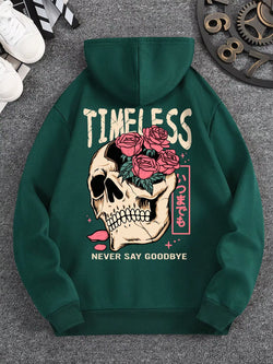 Men'S Slogan and Skull Print Hoodie Versatile and Comfortable Everyday Sweatshirt 2024 Spring and Autumn Long Sleeve S-3XL