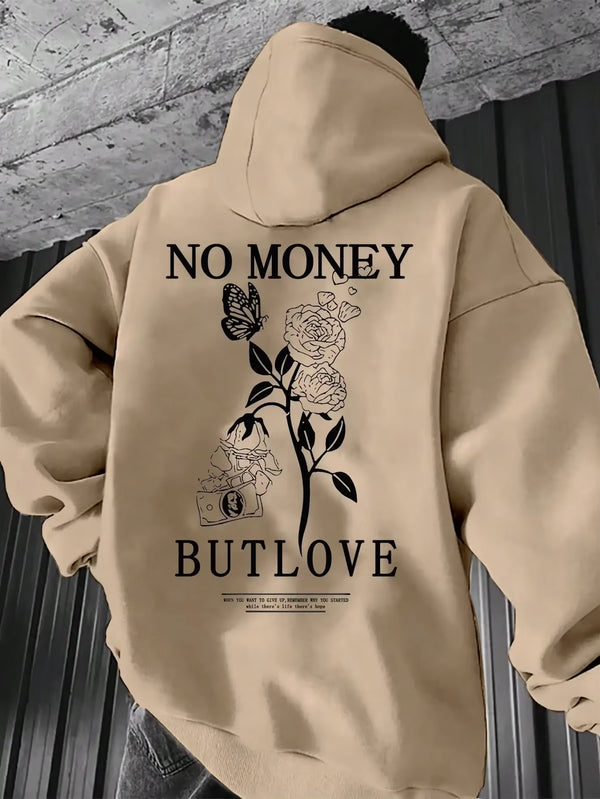 2025 New Loose Men'S Floral Letter Printed Hooded Sweatshirt for Spring and Autumn Comfort, Versatile Pullover S-5XL